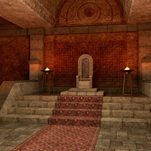 3D-Illustration Of An Ancient Fantasy Temple And Throne Room For Background Usage