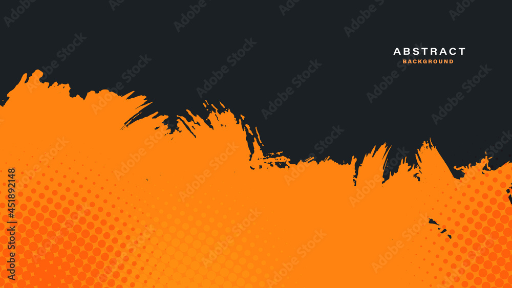Abstract orange and black grunge texture background with halftone ...
