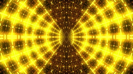 Poster - 3D rendering radiation from the center of golden flickering particles on a black background, computer generated abstract background