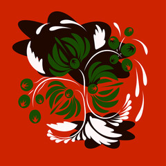 Naklejka na meble Folk flowers floral art print Flowers abstract art