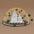 Mahabalipuram shielded from virus 3d render