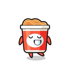 instant noodle cartoon illustration with a shy expression