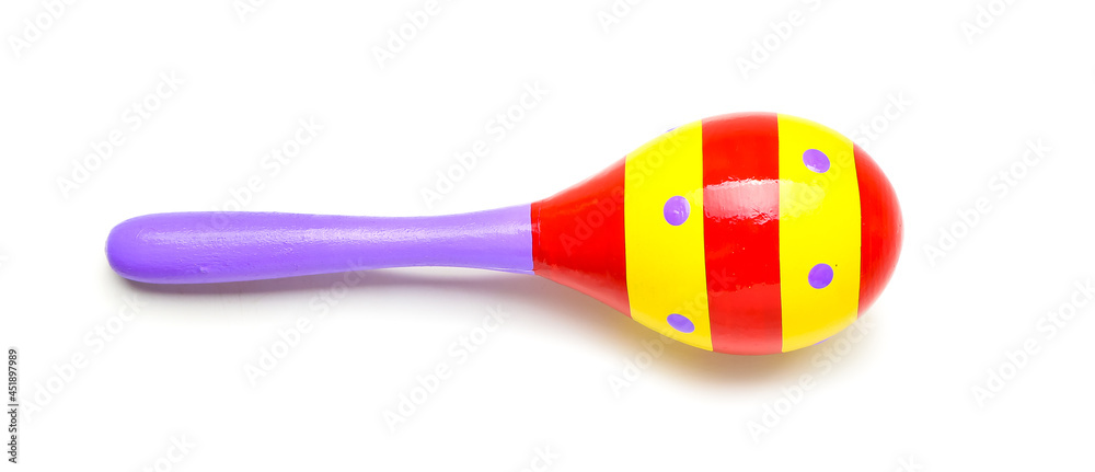 Mexican maraca on white background