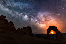 Delicate Arch Milky Way & Pack Creek Fire