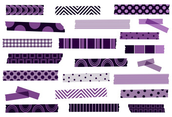 Wall Mural - Purple, plum lavender and violet washi tape collection. Set of semi-transparent masking tape or adhesive strips. Vector design elements. Clip-art.