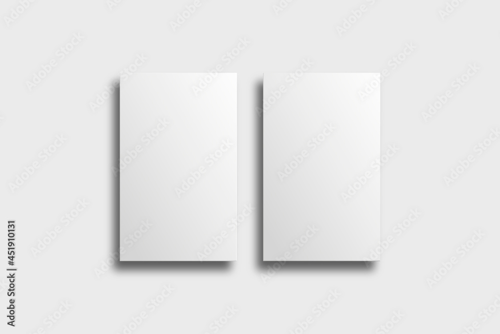 Blank business card mockup vector in white tone with front and rear view - obrazy, fototapety, plakaty 