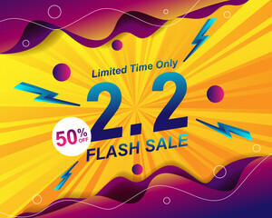 Sticker - Flash Sale banner background template for 2.2 sale event
