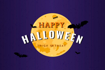 Sticker - Full moon pattern on purple Halloween background vector