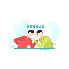 two man fight armwrestling game competition people character flat design vector illustration