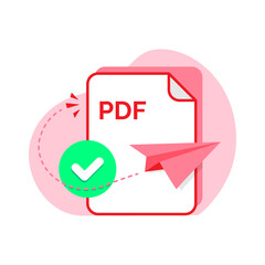 Poster - send with PDF format file concept illustration flat design vector eps10. simple, modern graphic element for landing page, empty state ui, infographic, icon