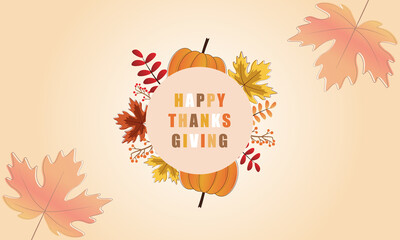 Wall Mural - happy thanksgiving background autumn leaves vector illustration