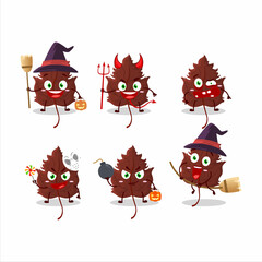 Sticker - Halloween expression emoticons with cartoon character of hawthorn leaf