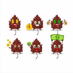 Canvas Print - Hawthorn leaf cartoon character with cute emoticon bring money