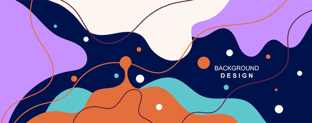 Wall Mural - modern background template. minimalistic poster with geometric shapes, lines, waves and text. design