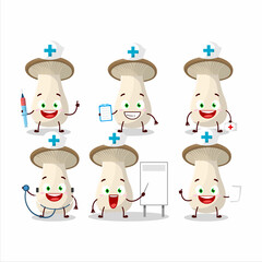 Sticker - Doctor profession emoticon with king trumpet cartoon character