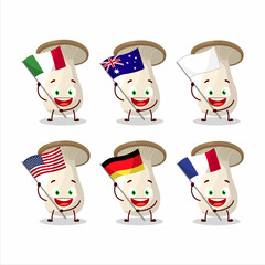 Sticker - King trumpet cartoon character bring the flags of various countries