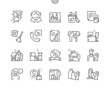 © palau83 - Cleaning service. Best quality. Professionals and happy clients. Eco friendly cleaning. Pixel Perfect Vector Thin Line Icons. Simple Minimal Pictogram
