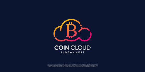 Wall Mural - Bitcoin cloud logo with creative modern concept Premium Vector