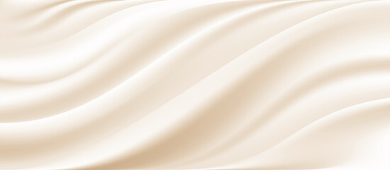 The luxury of white fabric texture background.Closeup of rippled light gold silk fabric.Abstract  white cloth or liquid wave  vector background.Cloth soft wave. Creases of satin, silk, and cotton.
