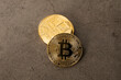 Cryptocurrency symbol bitcoin. Gold Digital Currency Money Investing in virtual assets.