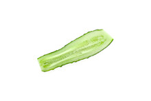 Ripe Green Cucumber Cut Lengthwise On A White Background