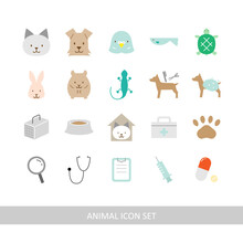 Animal Illustration Icon Set (white Background, Vector, Cut Out)