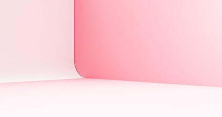 Abstract pink product minimal corner room background or modern podium stage pedestal pastel display and blank space platform scene stand on beauty backdrop showcase with cosmetic studio. 3D rendering.