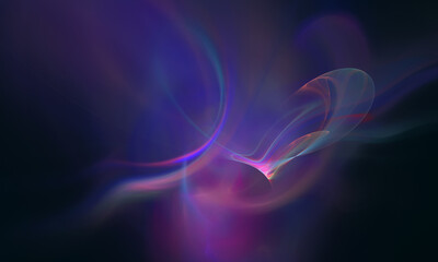 Wall Mural - 3d violet flame, smoke, spirit or fluid flow with blue and pink glow in dark cosmic space. Festive, decorative, artistic background. Elegant and may be feminine concept. Great as banner, card, cover.