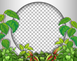 Poster - Round frame transparent with tropical leaves template