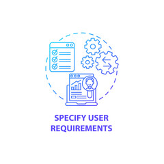 Specify user requirements concept icon. User-centered design abstract idea thin line illustration. Analyzing user journey map. Supporting consumer accessibility. Vector isolated outline color drawing