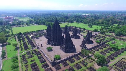 Canvas Print - YOGYAKARTA, INDONESIA - Jul 13, 2021: Prambanan Temple is an 8th-century Hindu temple complex in the Special Region of Yogyakarta, Indonesia. The temple complex, a UNESCO World Heritage