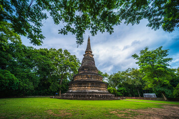 Ancient pagoda Wat Umong Suan Puthatham is a Buddhist temple in the historic centre and is a Buddhist temple is a major tourist attraction with green forest nature in Chiang Mai,Thailand.