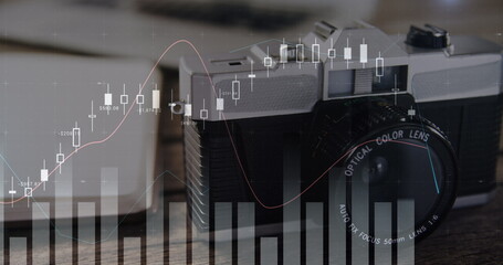 Poster - Gadgets in a table and a vintage film camera 4k