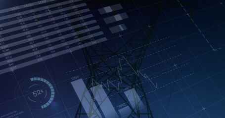 Leinwandbilder - Graphs and statistics on transmission towers 4k