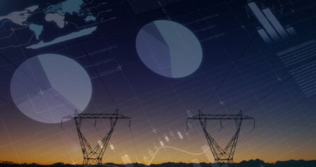 Poster - Graphs and statistics with transmission towers 4k