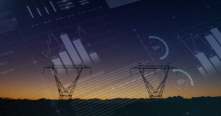 Poster - Graphs and statistics with transmission towers 4k