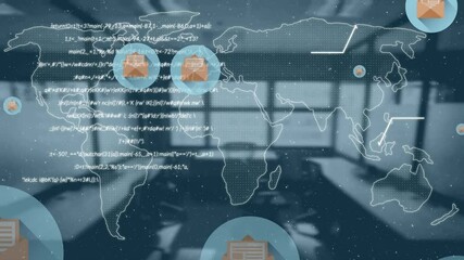 Poster - Animation of data processing and network of connections over world map
