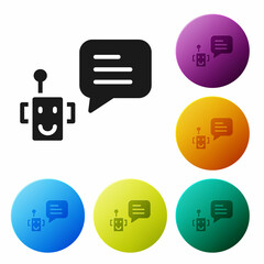 Poster - Black Bot icon isolated on white background. Robot icon. Set icons in color circle buttons. Vector