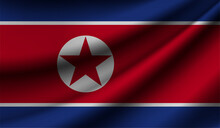 North Korea Flag Waving. Background For Patriotic And National Design. Vector Illustration
