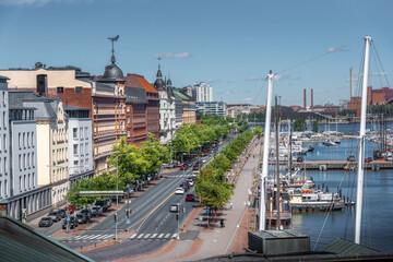 Sticker - Aerial view of Pohjoissatama Harbour and Pohjoisrante Street - Helsinki, Finland