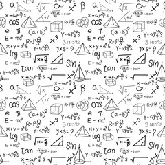 Wall Mural - Hand drawn physic formulas Science knowledge education. Chem formula and physics , math formula and physics vector, white background, hand drawn line math formula and physics formula