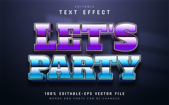 Lets party text, retro 80s style text effect