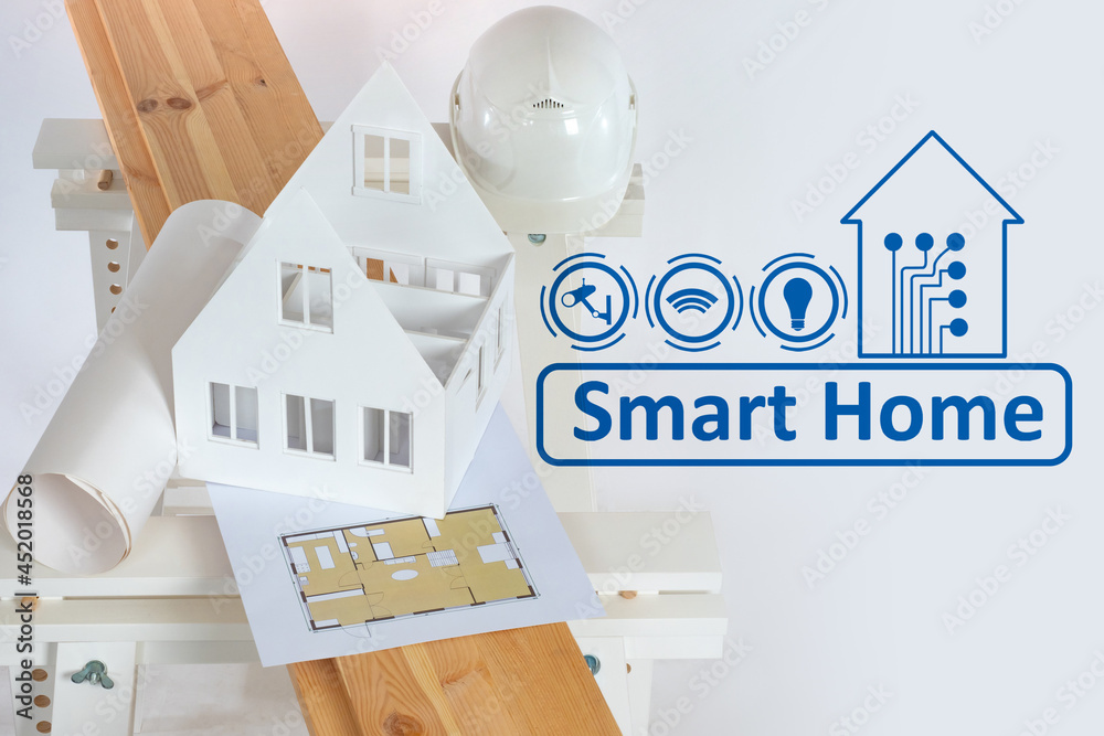 The concept of a smart home or Internet of things technology. Scale ...