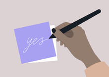 A Word Yes Written On A Piece Of Paper, A Graphic Template