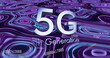 Image of 5g 5th generation text over glowing blue and purple lines