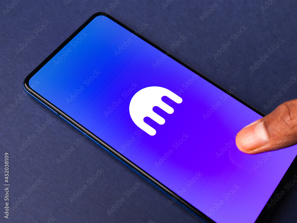 Assam, india - March 10, 2021 : Kraken Pro logo on phone screen stock image.