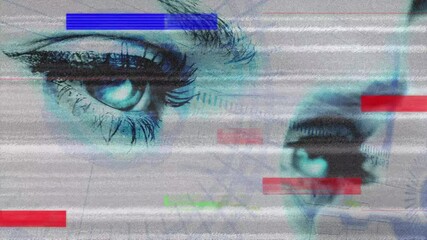 Poster - Animation of data processing over woman eye