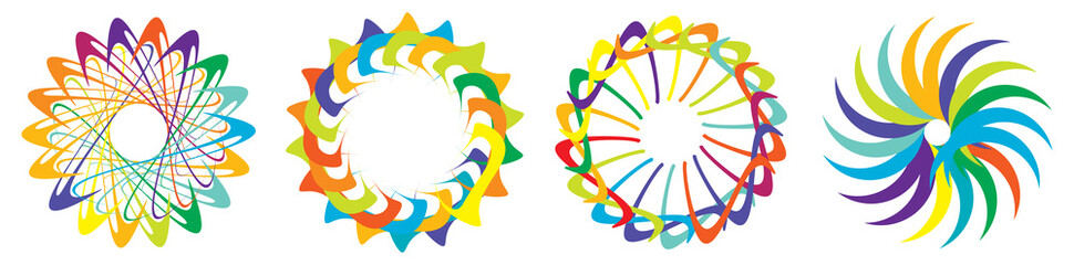 Poster - Circular, radial icon, motif, mandala shape. Swirl, twirl, helix, volute rotation geometric design element. Abstract circle