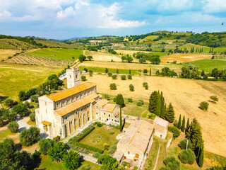 Wall Mural - aerial panorama of the area of Montalcino Italy in summer