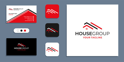 Poster - Simple creative house group logo design template collection